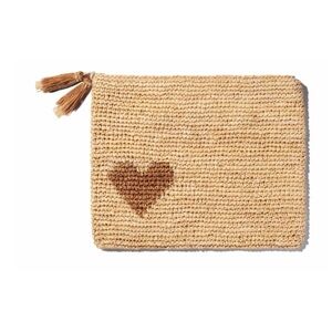 AERIN
LARGE HEART RAFFIA ZIP POUCH ~ Exellent